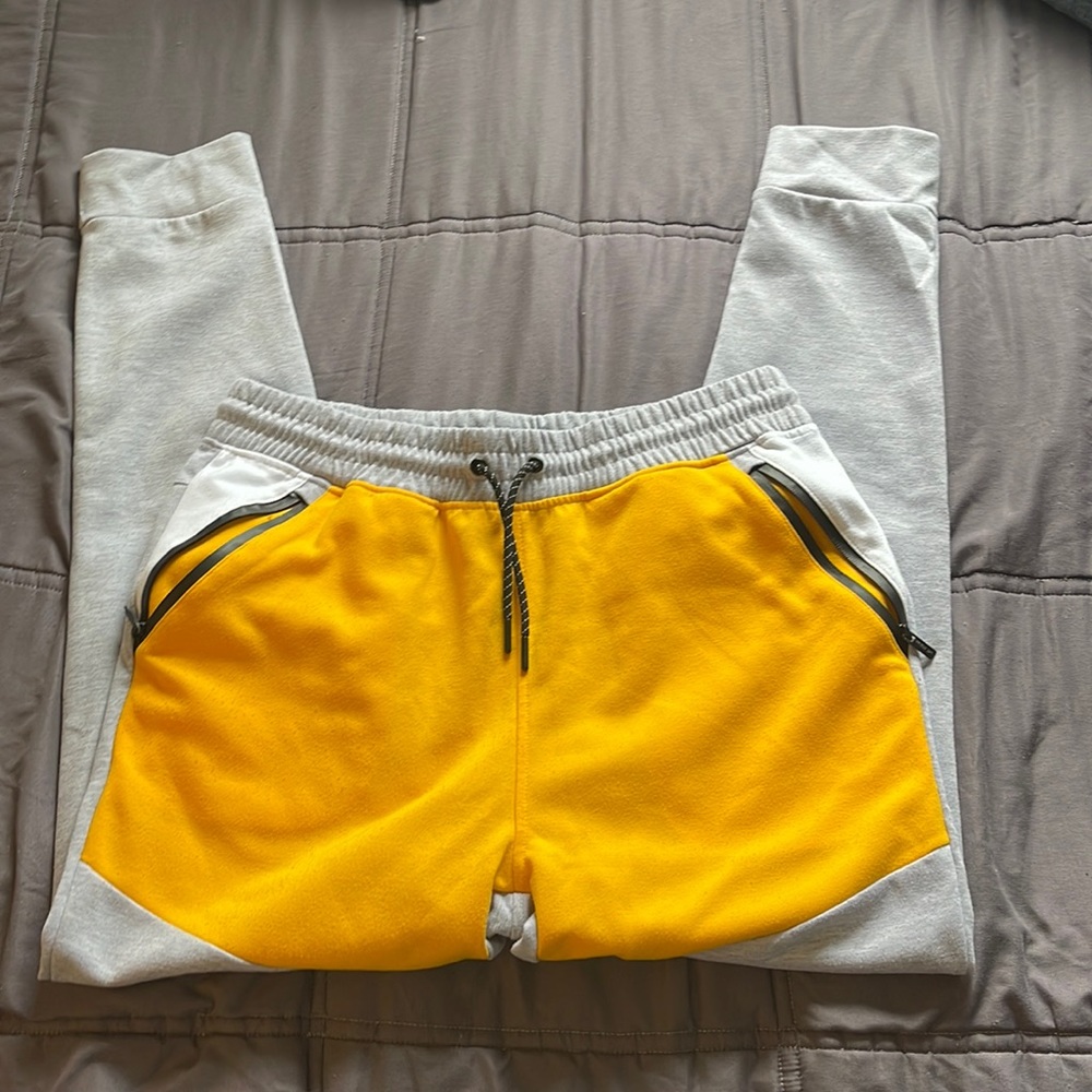 whitetag street wear gray and orange joggers